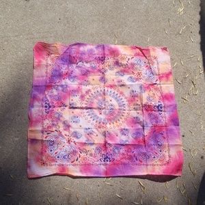 Orange, red, purple, and white tye dye Bandana